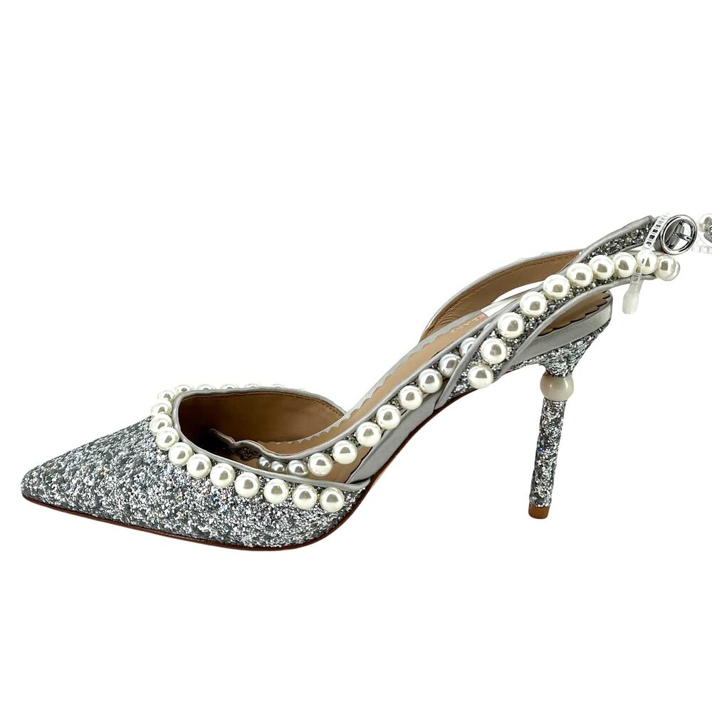 Nicola Bathie x Antonio Melani Glitter Pearls Ankle Strap Heels Size 9 Wedding - Picture 3 of 10